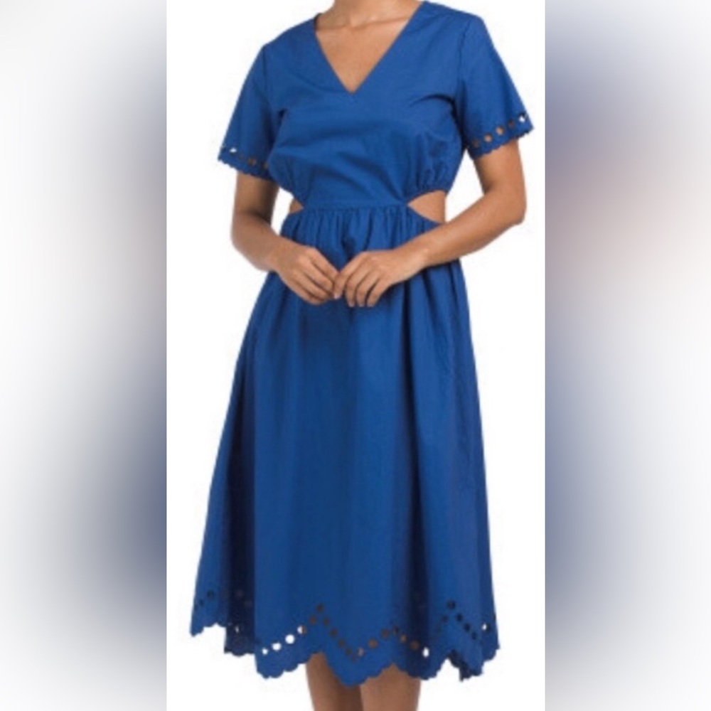 For Cynthia Royal Blue Side Cutout Dress